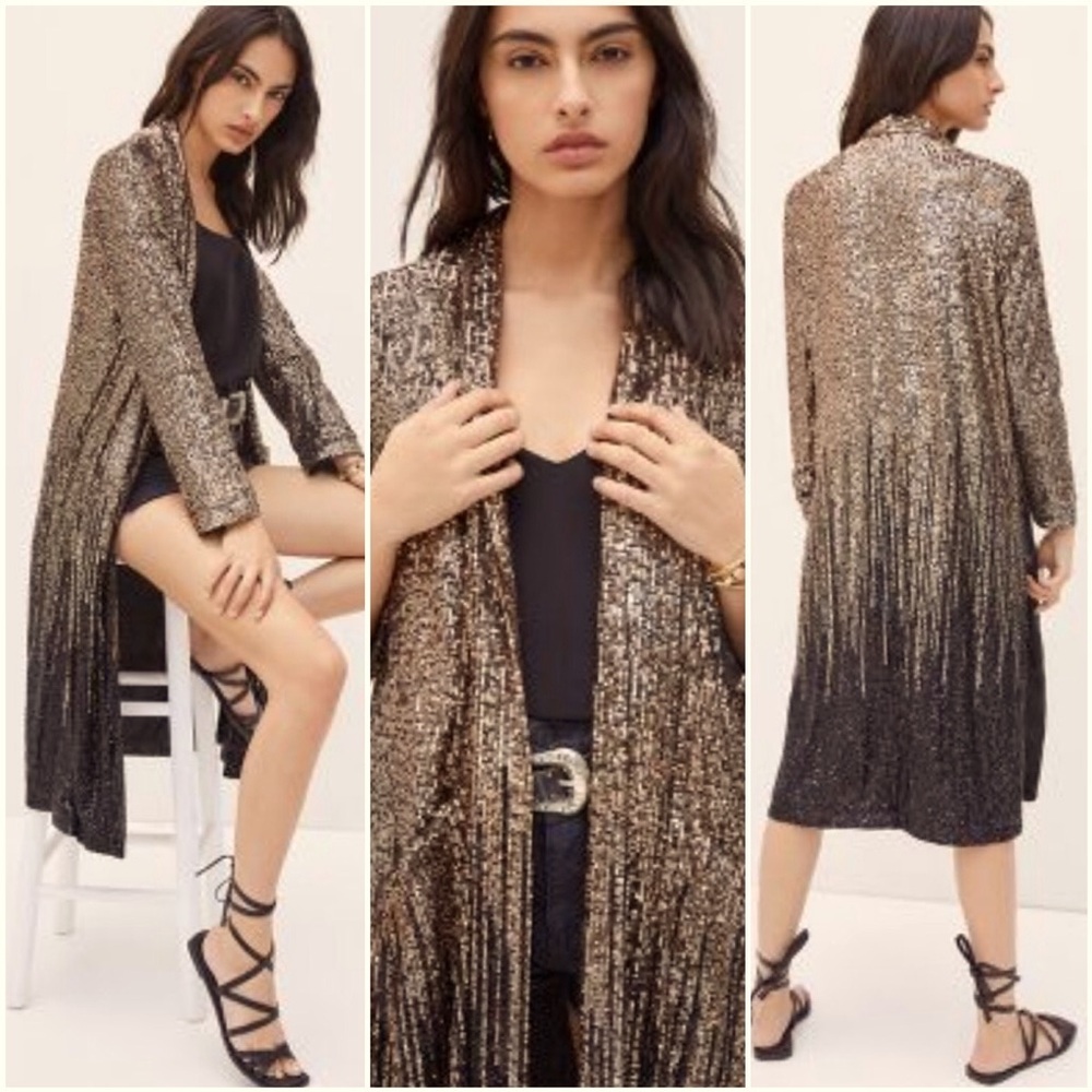 BB DAKOTA Ombre Sequin Duster Jacket XS
